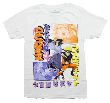 Naruto Shippuden Mens T-Shirt - Sasuke & Naruto Fighting Stances Logo