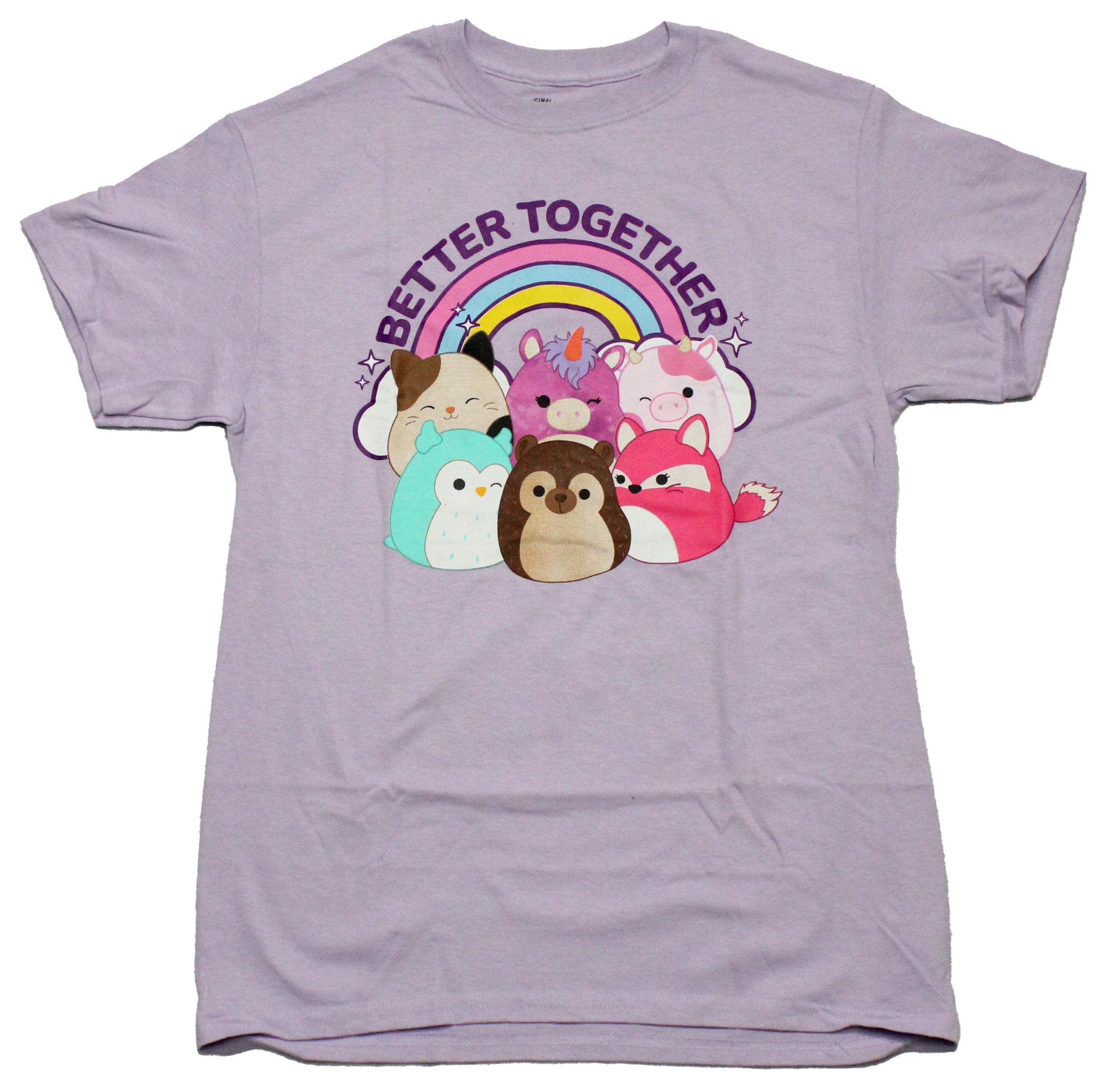 Squishmallows Mens T-Shirt - Better Together Group Under Rainbow