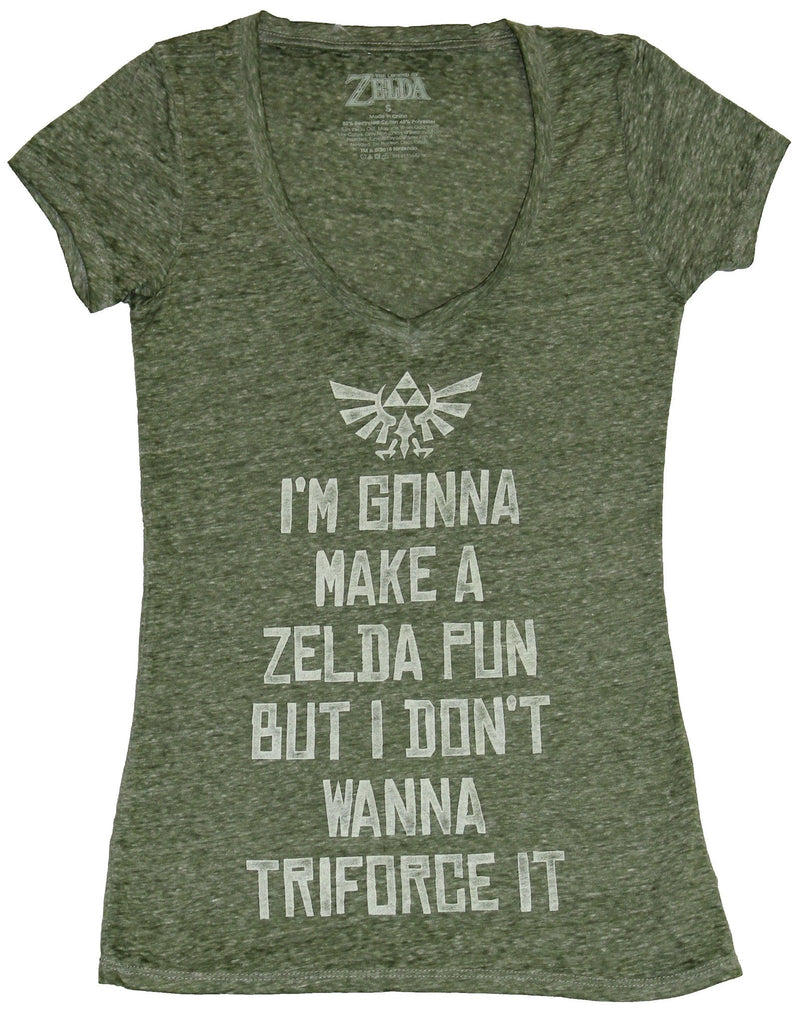 Legend of Zelda Girls Juniors  T-Shirt - Gonna Make A Pun Don't Triforce It