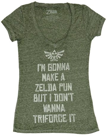 Legend of Zelda Girls Juniors  T-Shirt - Gonna Make A Pun Don't Triforce It