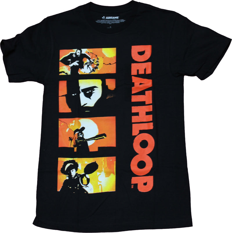 Arkane  Mens T-Shirt - Deathloop  Yellow Action Boxes