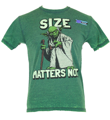 Star Wars Soft Spun Mens T-Shirt - "Size Matters Not" Standing Yoda Image