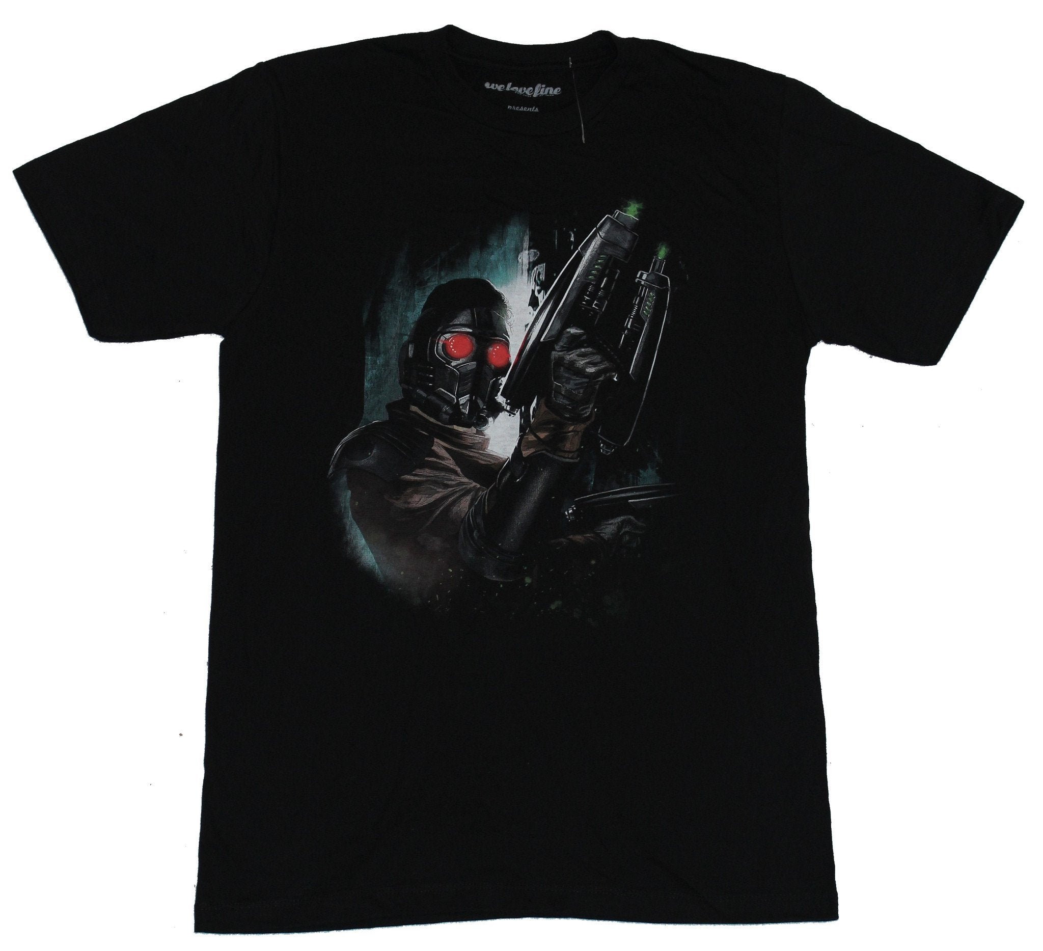 Guardians of the Galaxy Mens T-Shirt - Starlord Blaster in Shadow Image