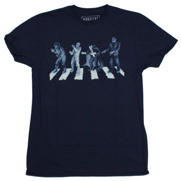 Universal Studios Monsters Mens T-Shirt - Drac Frankenstein Mummy Wolfman Road Cross