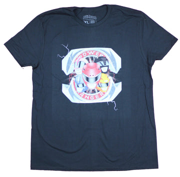 Mighty Morphin Power Rangers  Mens T-Shirt- Lightning Full Color Head Image