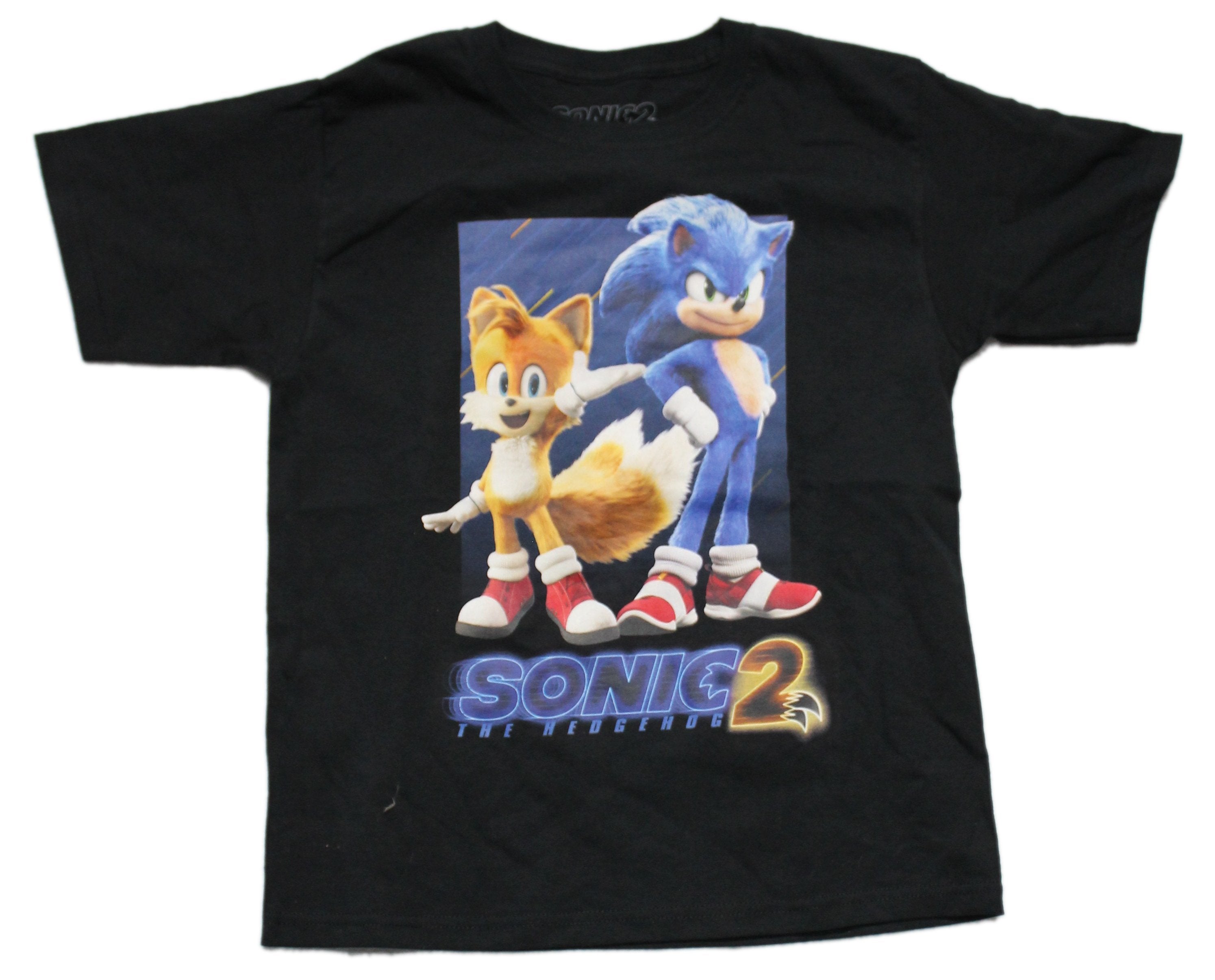 Sonic the Hedgehog Youth T-Shirt - Sonic 2 Movie Tails & Sonic Image