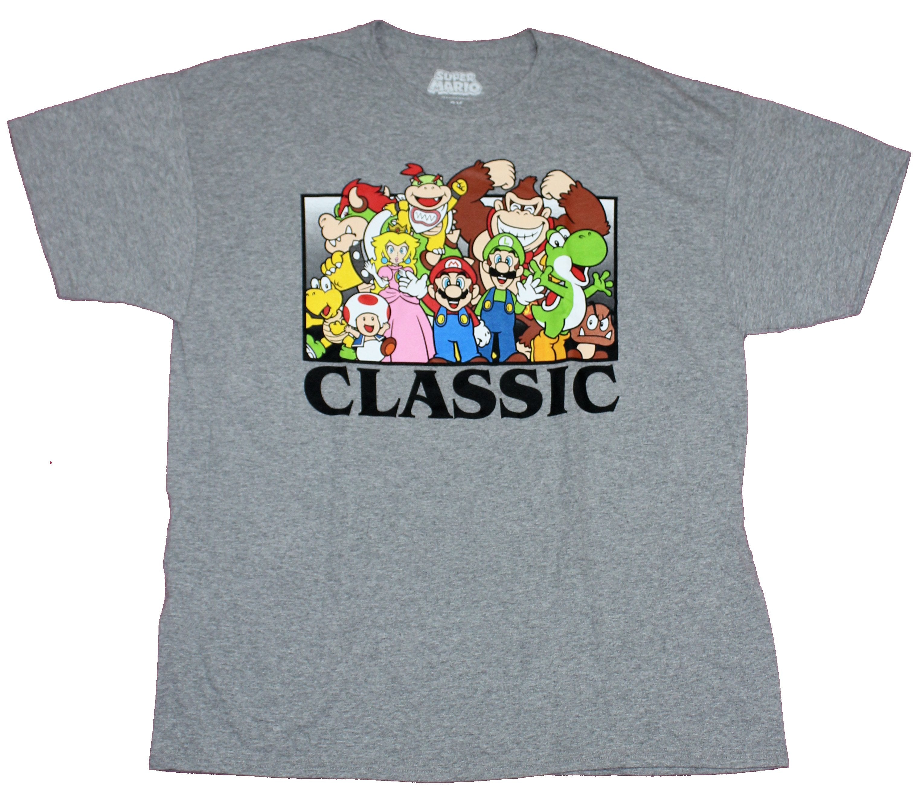 Super Mario Brothers Mens T-Shirt - Classic Logo Swamped By a Giant Sea Of  Characters