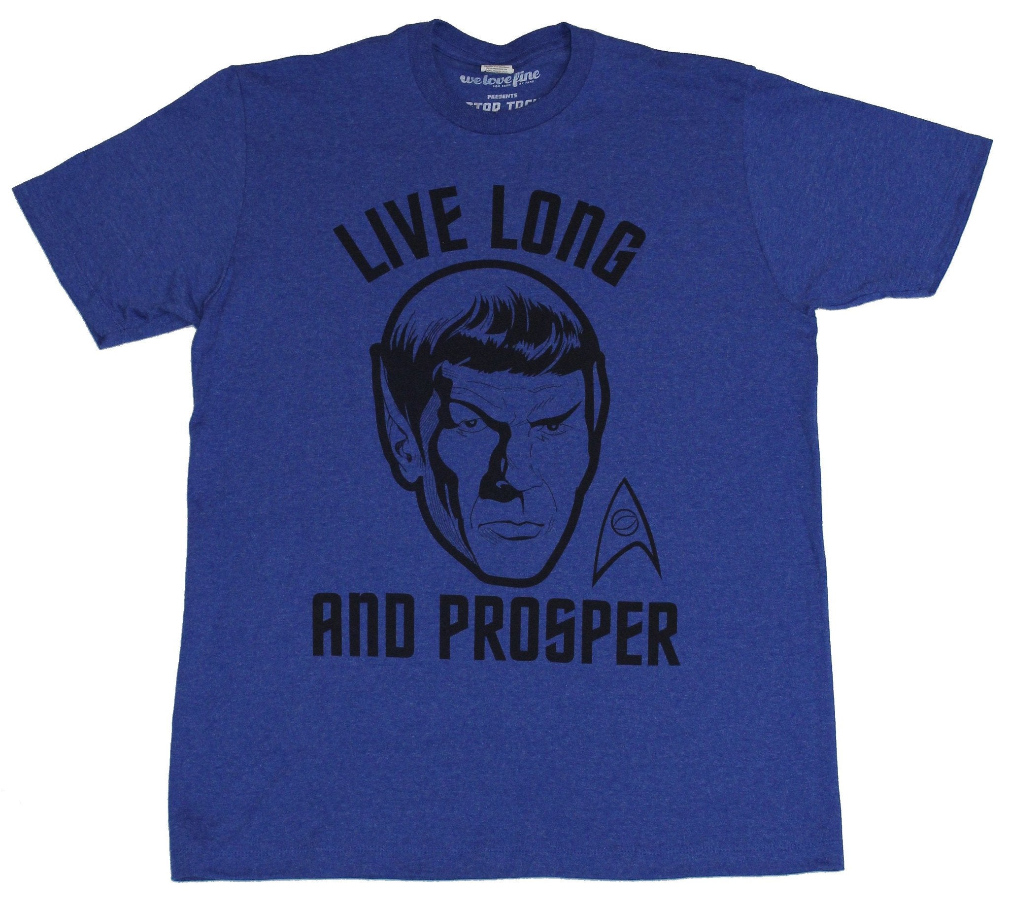 Star Trek Mens T-Shirt -  Live Long & Prosper Simple Spock Head & Starfleet Logo