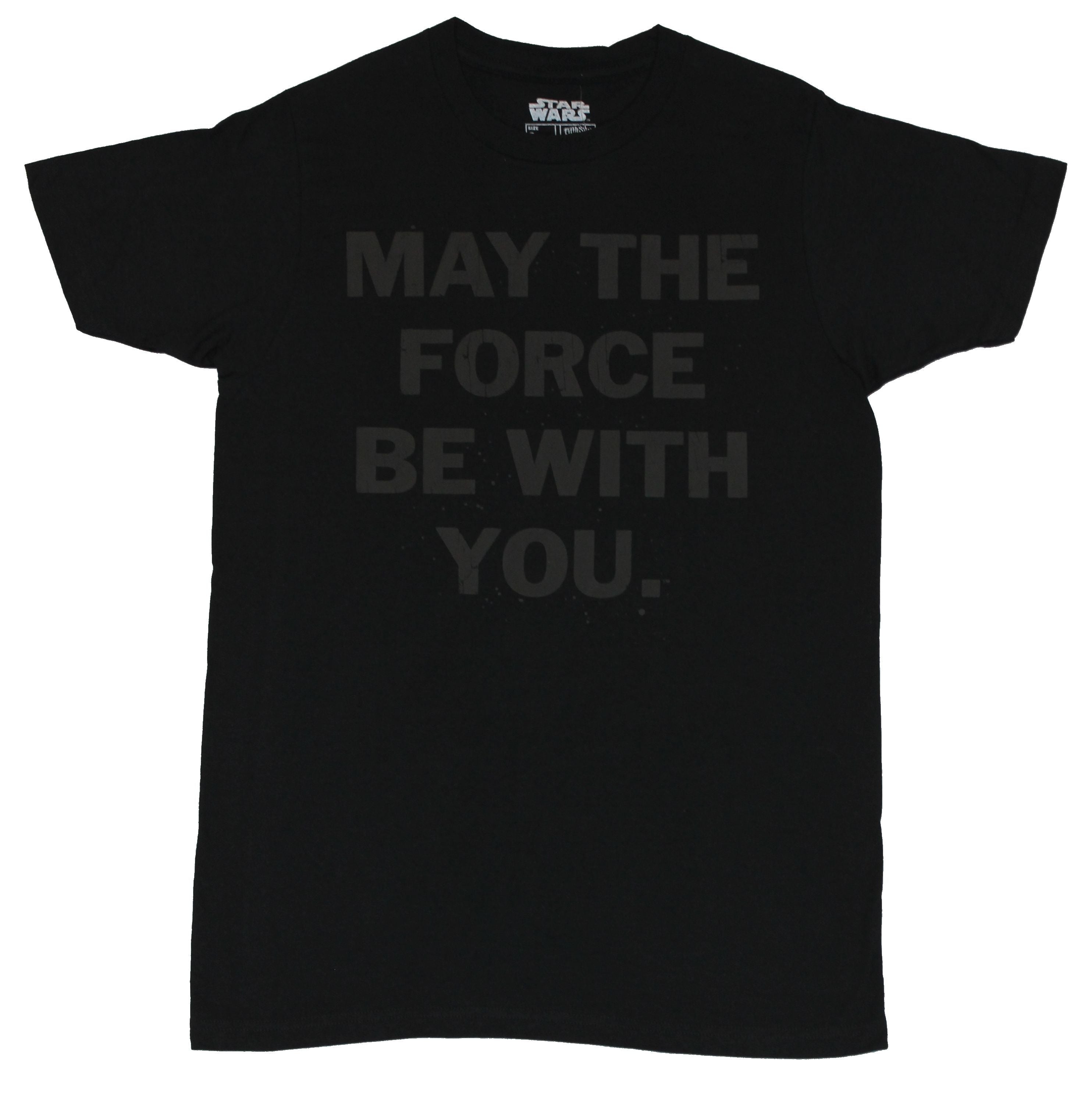 Star Wars Mens T-Shirt - May the Force Be With You Black on Black Print Image