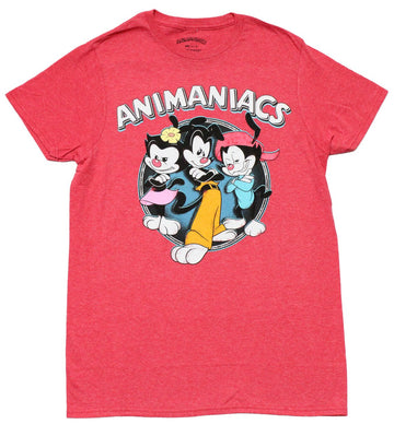 Animaniacs Mens T-Shirt - Yakko Wakko Dot Posing in Circle