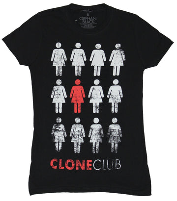 Orphan Black Girls Juniors T-Shirt - Clone Club Distressd One Red Clone Image