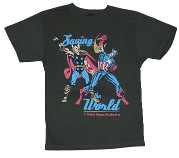 The Avengers  Mens T-Shirt - Saving The World Captain America & Thor Image