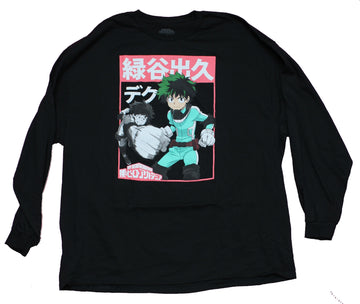 My Hero Academia Mens Long Sleeve T-Shirt - Deku Under Red Kanji