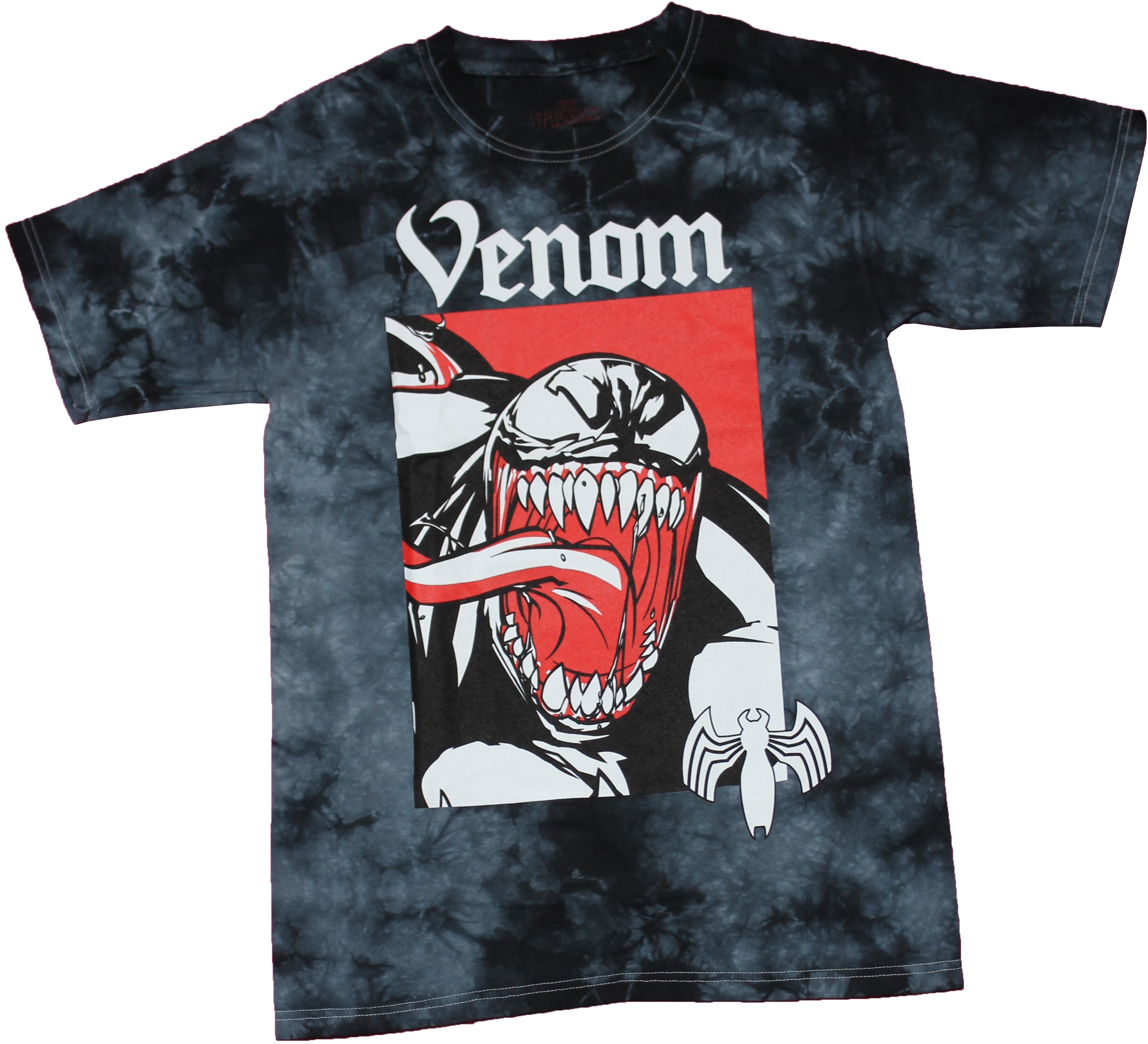 Venom Mens T-Shirt - Giant open mouth screaming face  Tie Dye