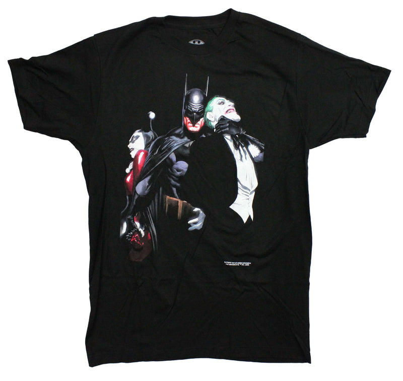 Batman Mens T-Shirt - Choking Joker Holding Back Harley Quinn Ross Art - Inmyparentsbasement.com