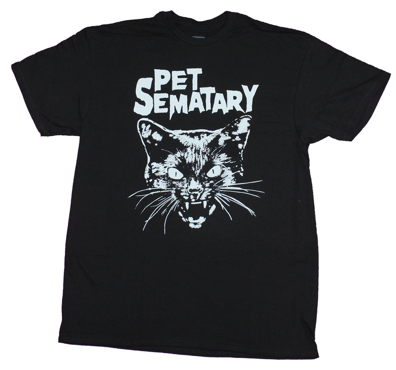 Pet Sematary Mens T-Shirt -Screeching Cat Face Under Title