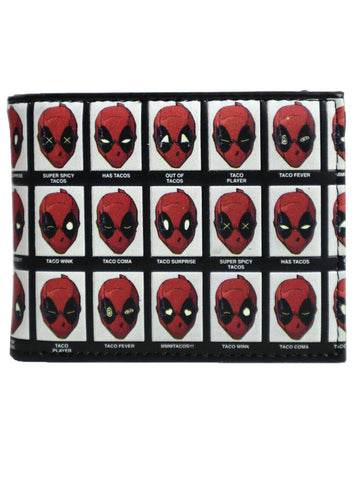 The Many Faces Of Taco Loving Deadpool Bi-Fold Wallet