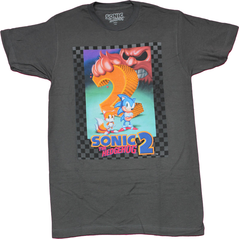 Sonic The Hedgehog Mens T-Shirt - Tails and Sonic 2 Box Art Image