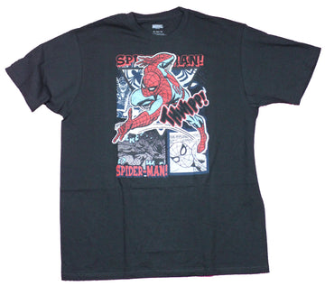 Spider-man Mens T-Shirt - Thwipp! Web Shooting Over Panels