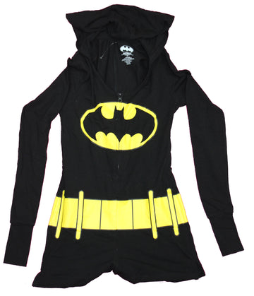 Batman Batgirl Girls Juniors Zip Up Hoodie - Costume Front Image