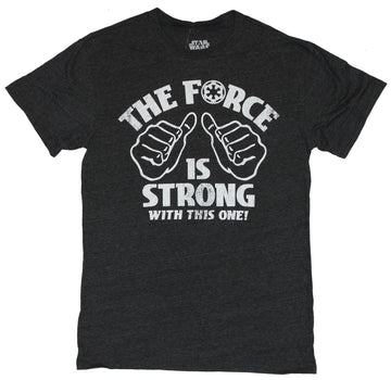 Star Wars Mens T-Shirt - "The Force is Strong With This One" Thumbs Pointing