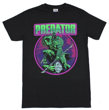 Predator Mens T-Shirt - Neon Green and Purple Predator Circle Logo Image