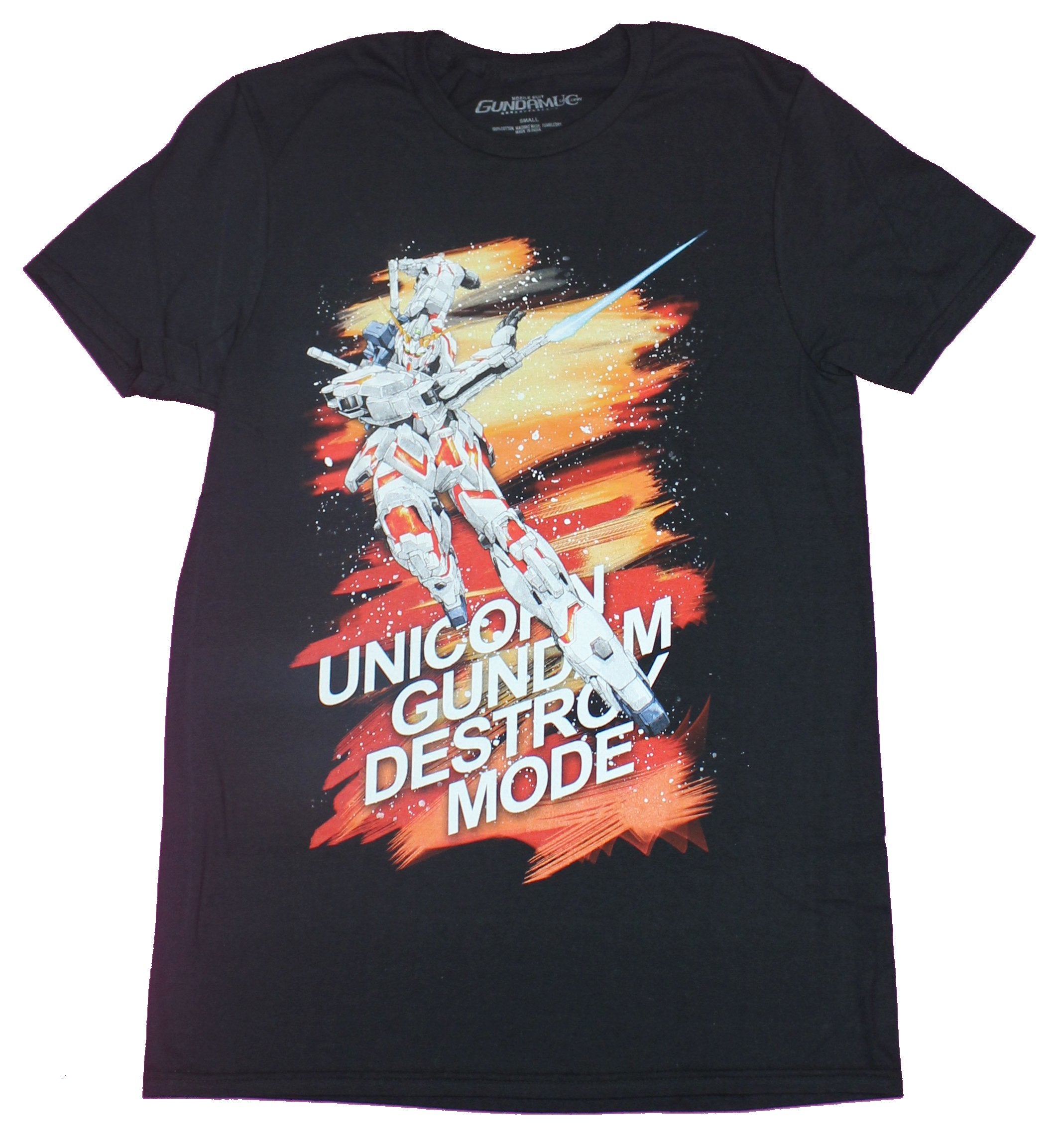 Mobile Suit Gundam Mens T-Shirt- Unicorn Gundam Destroy Mode Orange