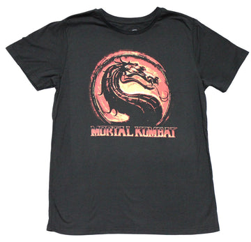 Mortal Kombat Mens T-Shirt - Fiery Logo Name Across Bottom