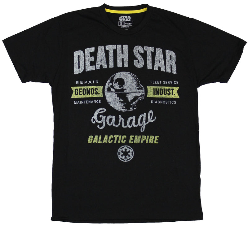 Star Wars Mens T-Shirt - Death Star Garage Galactic Empire Distressed Image - Inmyparentsbasement.com
