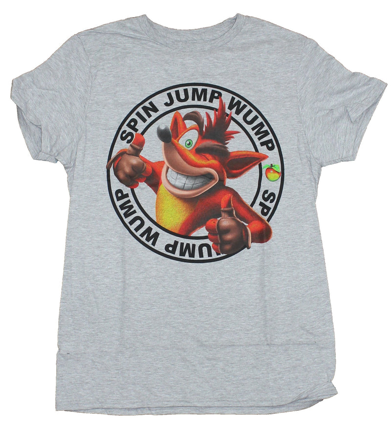 Crash Bandicoot Mens T-Shirt - Spin Jump Wump Crash in Logo
