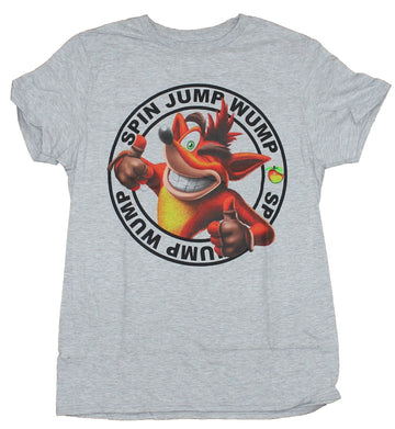 Crash Bandicoot Mens T-Shirt - Spin Jump Wump Crash in Logo