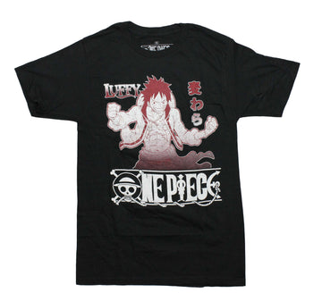 One Piece Mens T-Shirt - Distressed Luffy Maroon Image over  Name