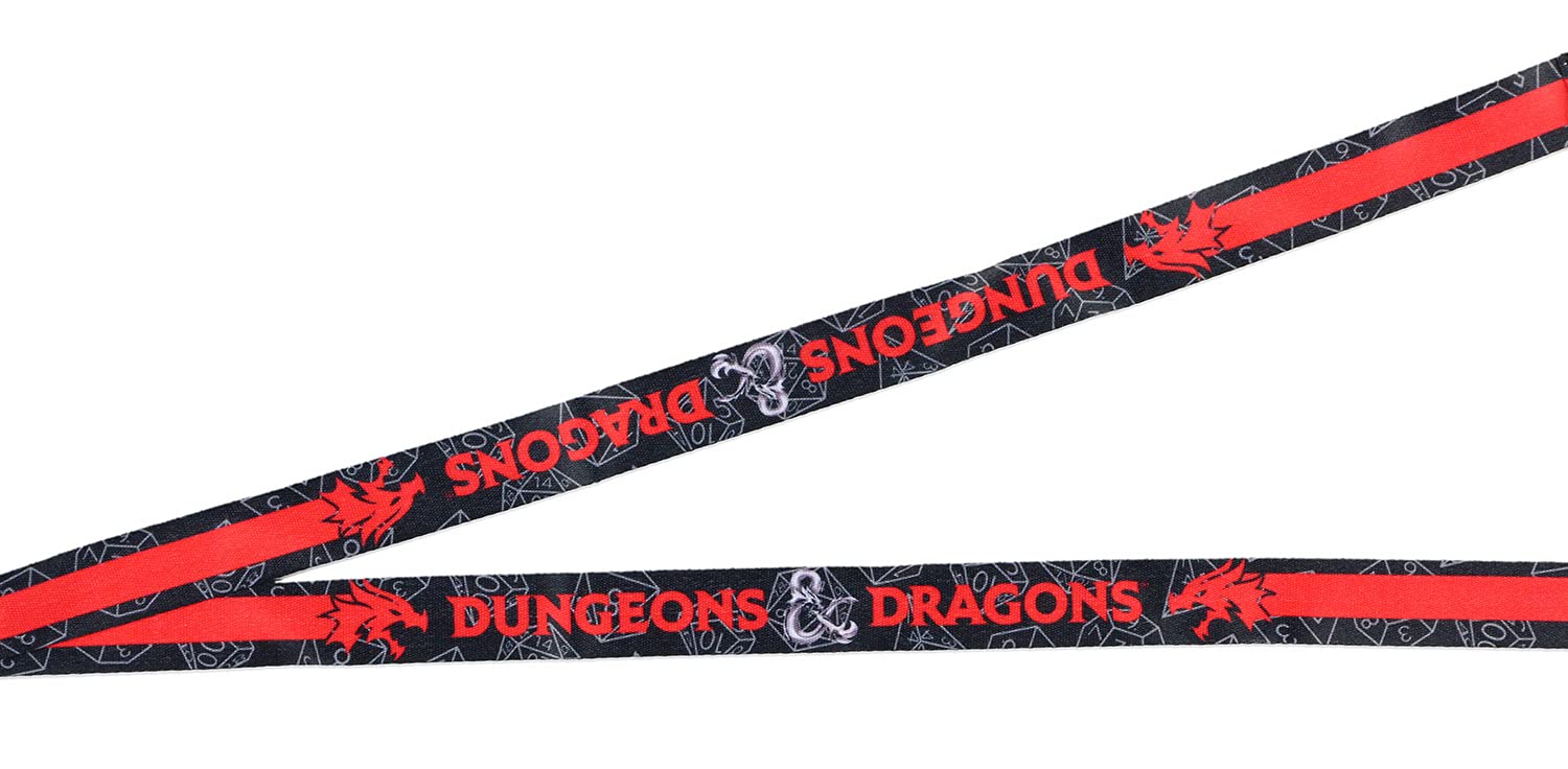 Dungeons and Dragons Logo Lanyard with D20 Dice Rubber Charm ID Badge Holder