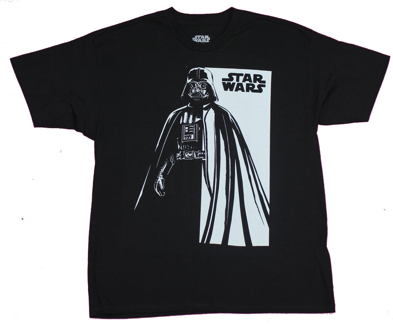 Star Wars Mens T-Shirt- Vader Black & White Movie Poster Style