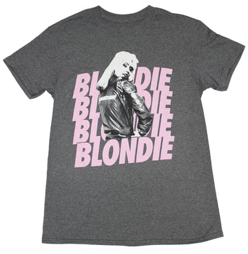 Blondie Mens T-Shirt - Debbie Harry Over Pink Name Drop
