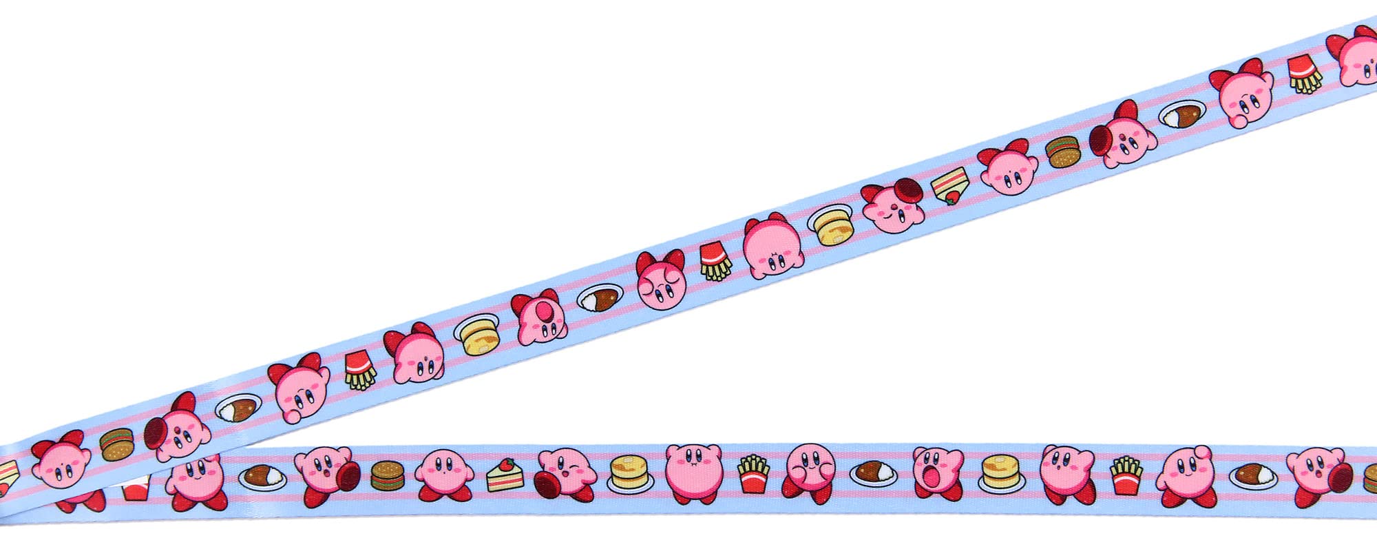 Bioworld Kirby Pink Hero Reversible ID Lanyard Badge Holder with Rubber Kirby Charm and Collectible Sticker