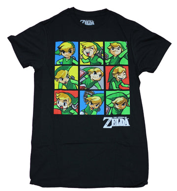 Legend of Zelda Mens T-Shirt - Nine Box Multi Link Poses