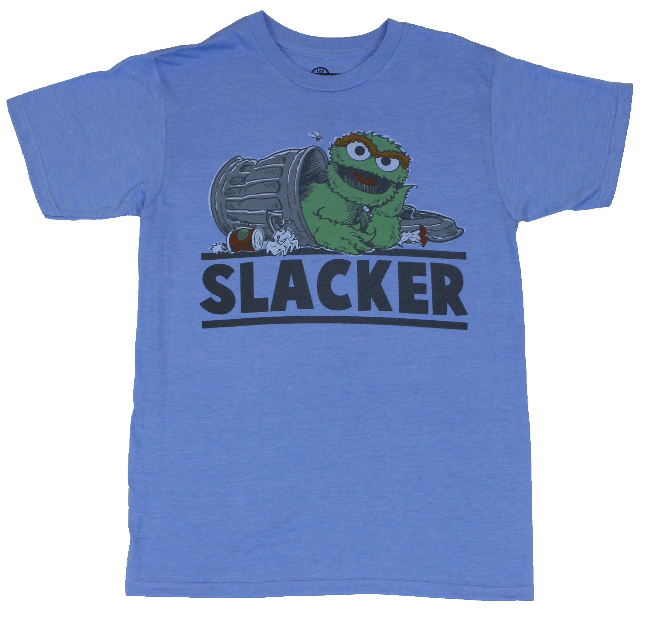 Sesame Street Mens T-Shirt - "Slacker" Side Can Drawing Image