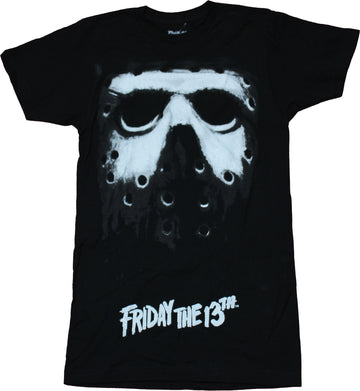 Friday the 13th Mens T-Shirt - Giant Jason Mask Front Logo Back