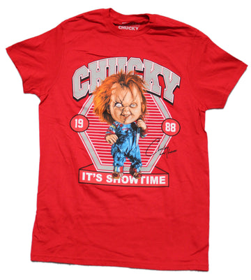 Chucky Mens T-Shirt - It's Showtime Diamond Knife Wielding Image