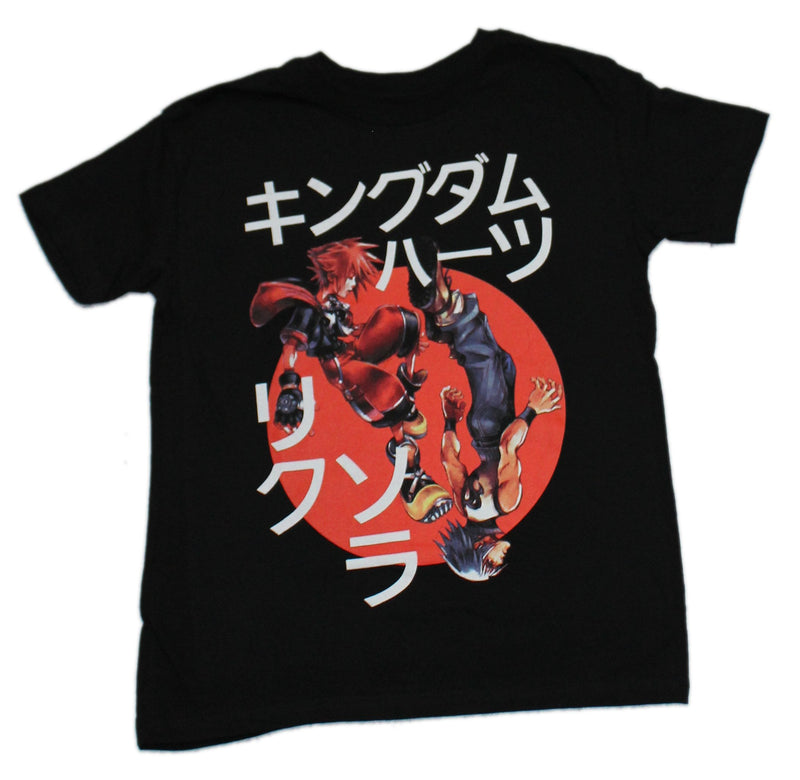 Kingdom Hearts Mens T-Shirt Sora Riku Duo In Red Circle Kanji