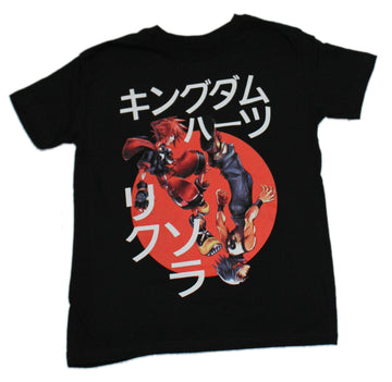 Kingdom Hearts Mens T-Shirt Sora Riku Duo In Red Circle Kanji