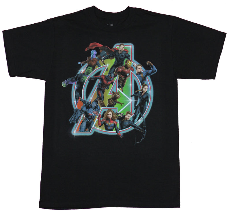 Avengers Endgame Mens T-Shirt- Logo Filled With The Heroes of The MCU