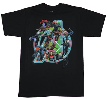 Avengers Endgame Mens T-Shirt- Logo Filled With The Heroes of The MCU