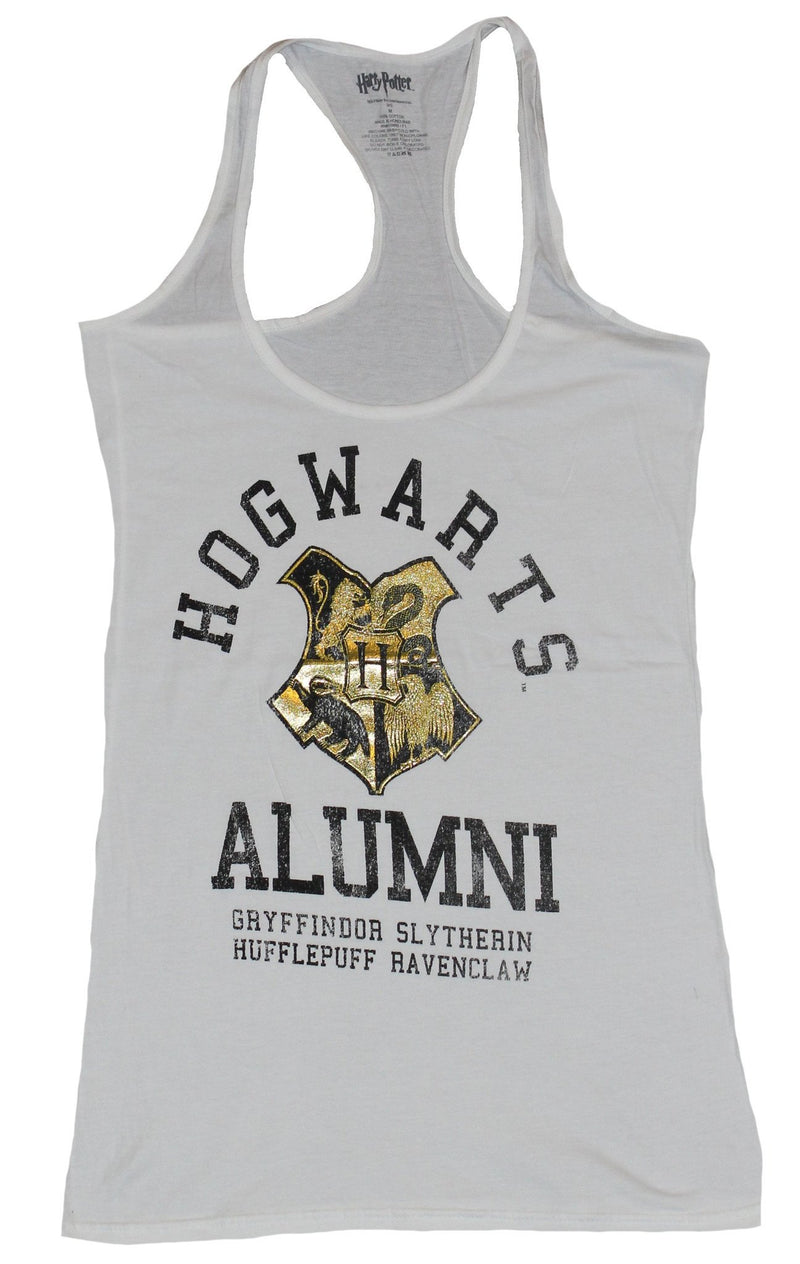 Harry Potter Girls Juniors T-Shirt- Hogwarts Alumni Distressed With Foil Crest