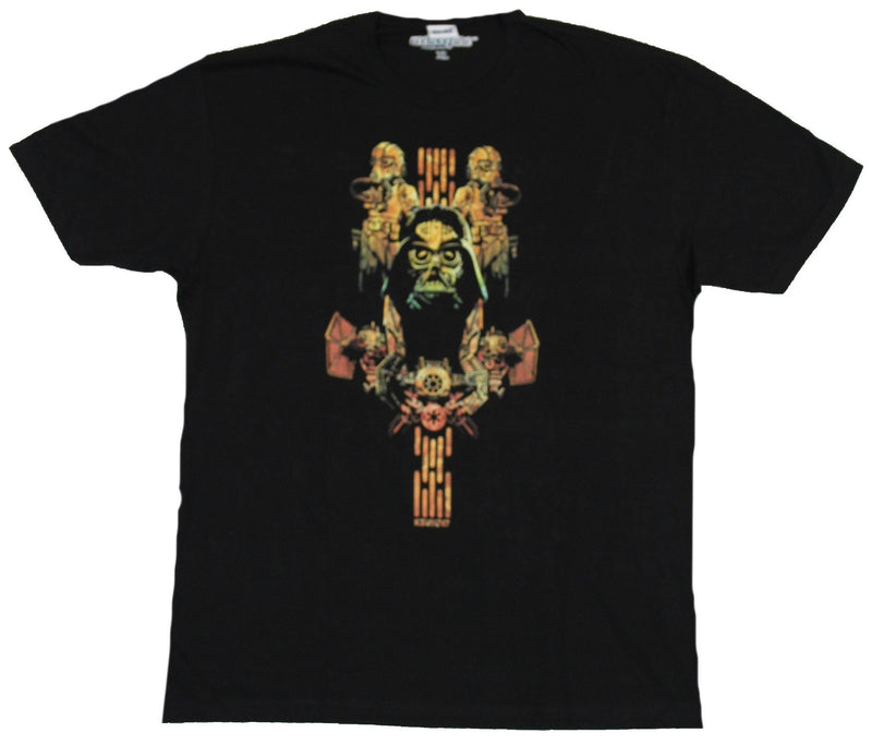 Star Wars Mens T-Shirt - Darth Vader Imperial Collage Images Orange Design - Inmyparentsbasement.com