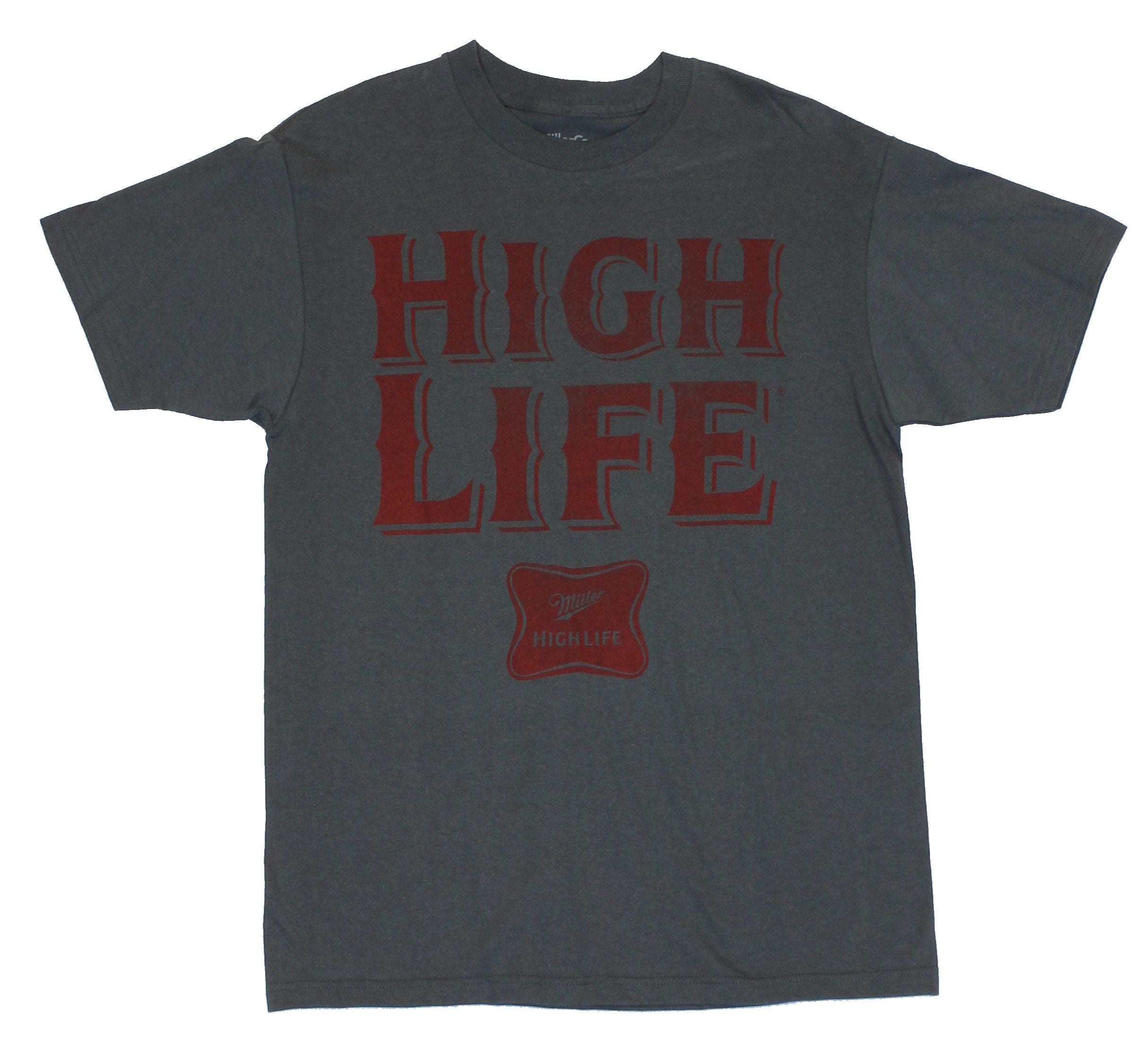 Miller Mens T-Shirt  - Red Distressed High Life Graphic