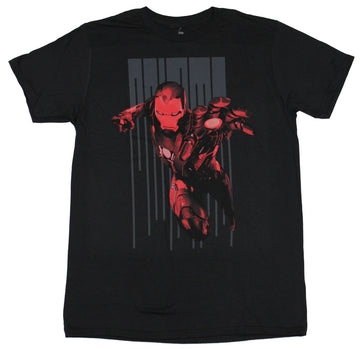 Iron Man (Marvel Comics) Mens T-Shirt - Iron Man Flying Red Over Shadow Drop