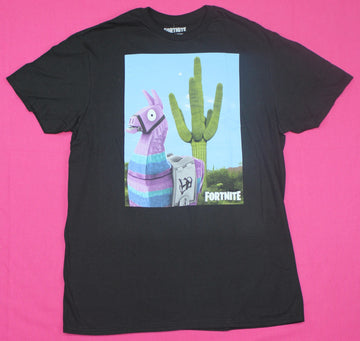 Fortnite Loot Llama Cactus Black Graphic T-Shirt