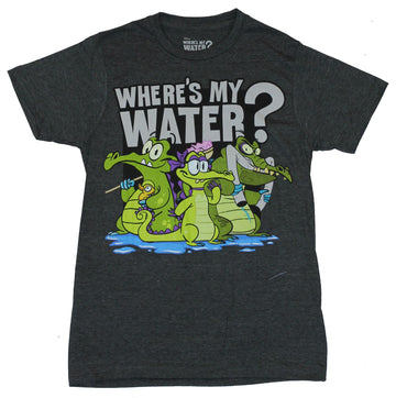 Where's My Water? Mens T-Shirt- 3 Characters Under Logo Image
